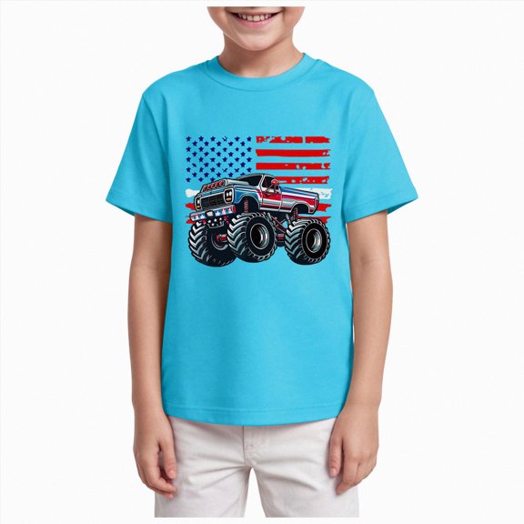 dmqupv Kids July Tee Kids T Shirt for Boys Patriotic Tops American Flag Shirts Independence Day Clothes Cotton Tees Sky Blue,3-4 Years