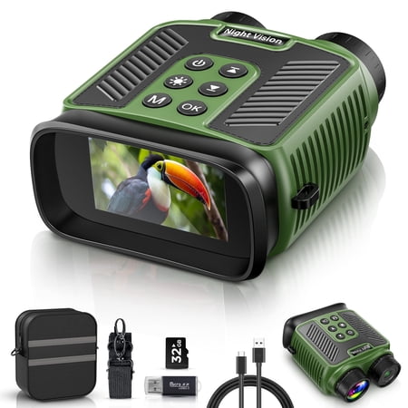 8X Night Vision Googles- LAKWAR 5000mAh Large Battery Digital Binoculars with Night Vision 3'' Infared Binoculars 7 Level IR for Hunting Camping Can Save 40MP Photo and Video with 32GB TF Card