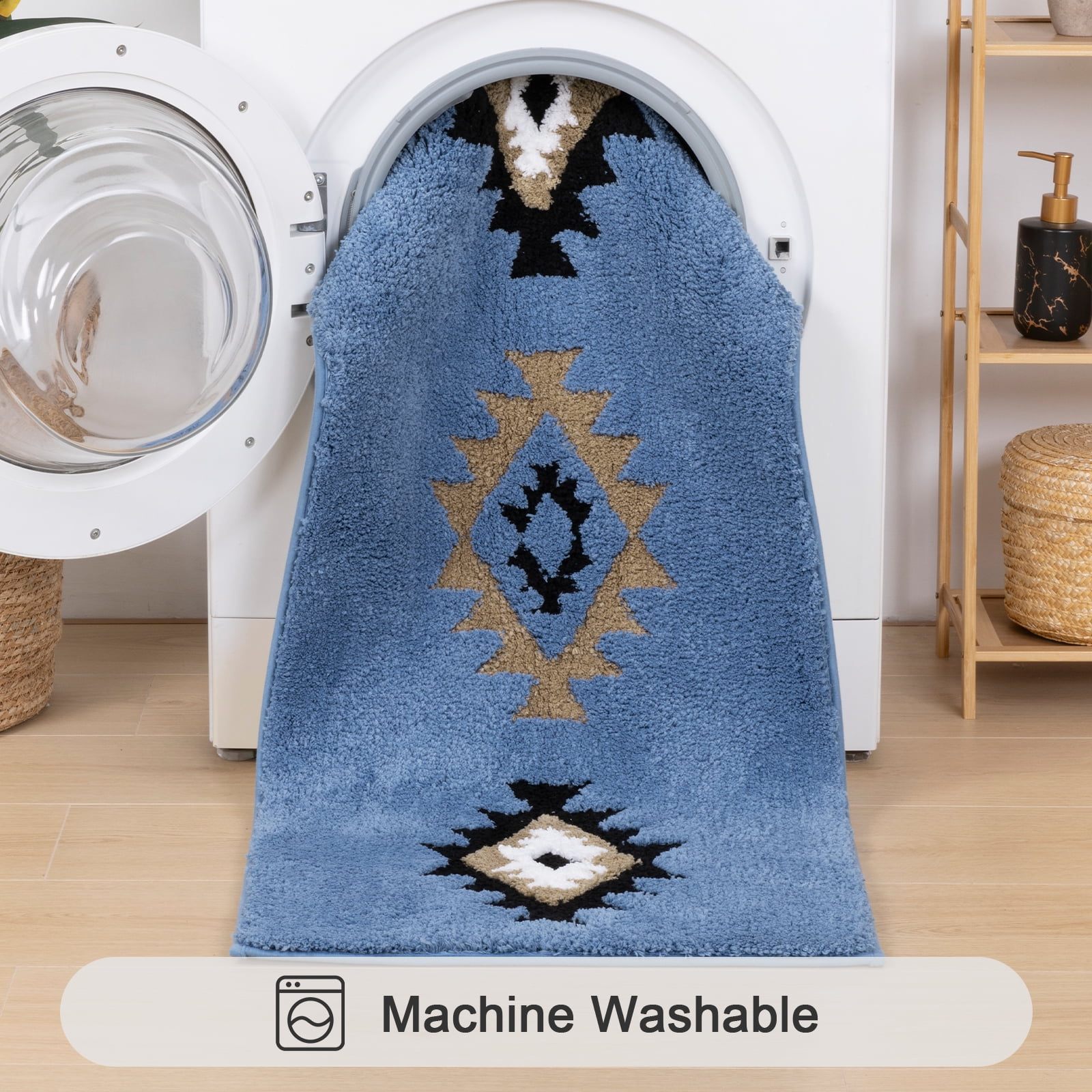 Bathroom Rugs Sets 4 Piece with Toilet Lid Cover, Non Slip Bathroom Mats Extra Soft Chenille Bath Rugs Absorbent Shaggy Rugs Perfect Plush Mats U-Shaped Toilet Rug and Toilet Cover Kitchen