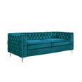 thumbnail image 2 of Chic Home Monet Modern Contemporary Velvet&nbsp;Button Tufted with Silver Nailhead Trim Silvertone Metal Leg Sofa, Teal, 2 of 2