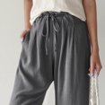 thumbnail image 3 of Pantalones sueltos para mujer, pantalones rectos para mujer, pantalones con cintura elástica y lazo, pantalones sueltos y rectos, acabado de lujo, 3 of 6