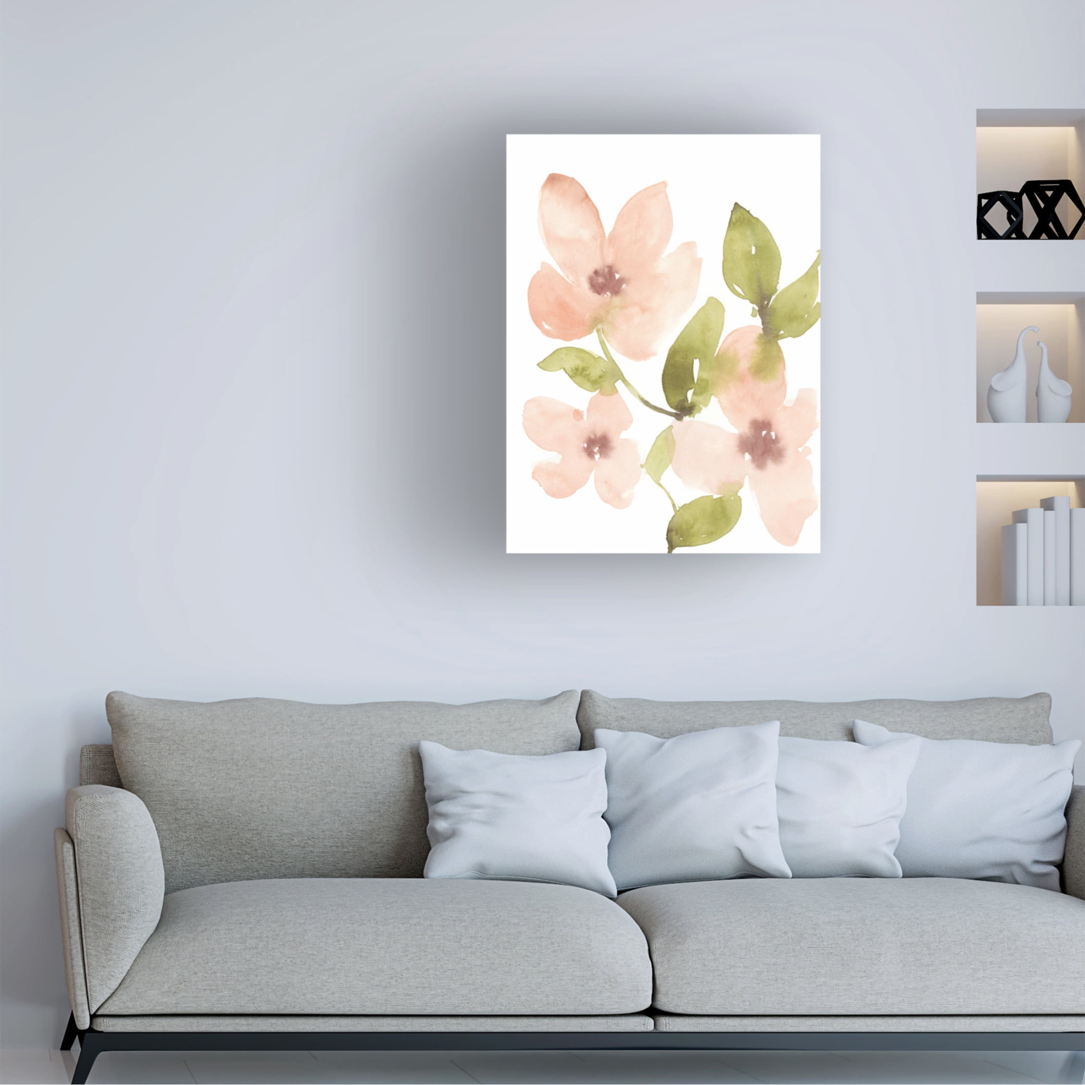 Canvas Wall Art - Jennifer Goldberger 'Soft Coral Blooms II' Wall Art for Living Room, Bedroom, or Office Décor by Trademark Fine Art - 18 x 24 Inches