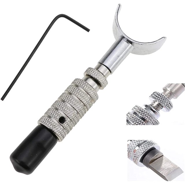 Cuchillo giratorio ajustable Cuchillo giratorio para tallar Práctico cuchillo giratorio de corte de cuero de acero inoxidable ajustable Herramienta de trabajo artesanal de cuero con llave hexagonal para bricolaje Herramienta de trabajo de cuero tallado artesanal brillar Electrónica