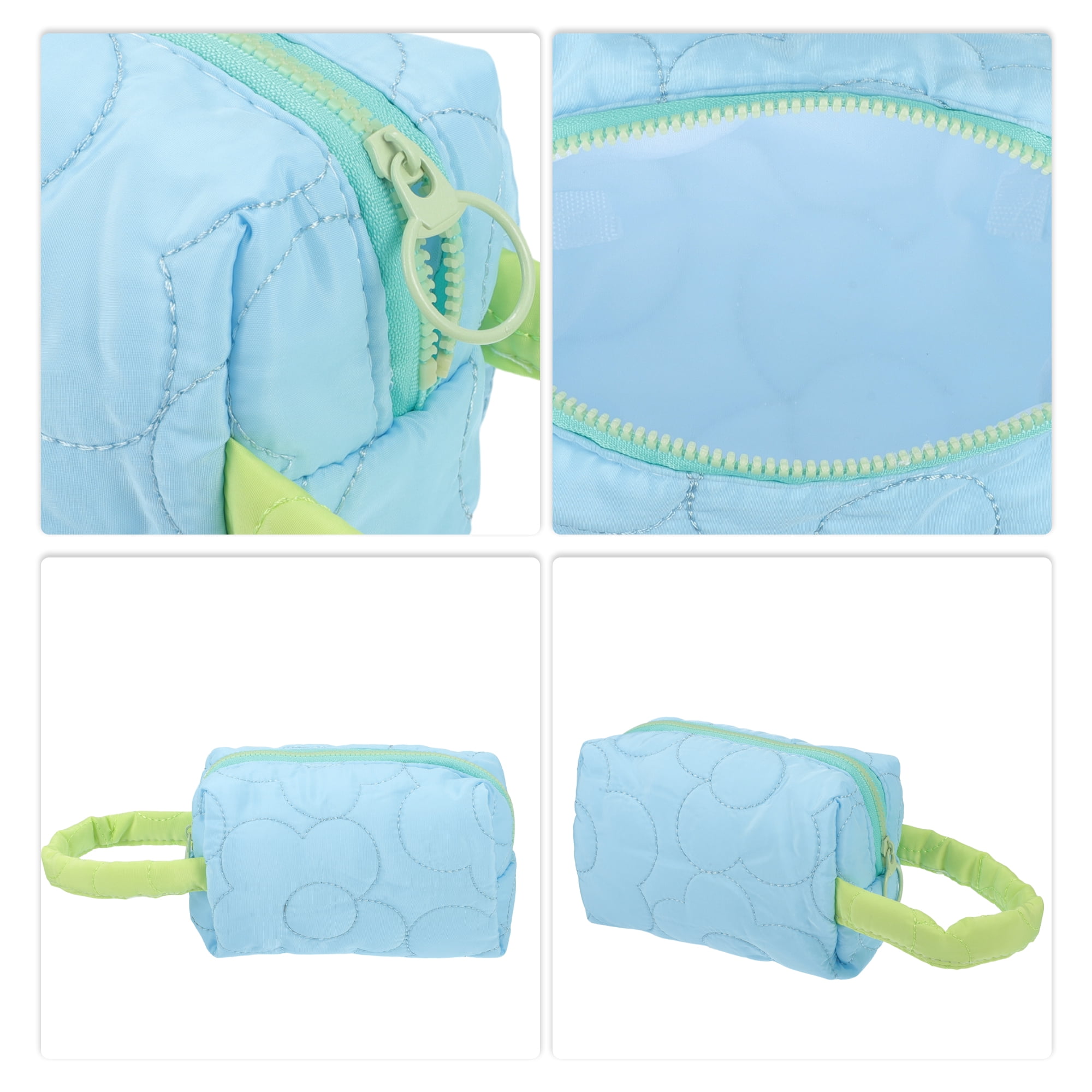 Unique Bargains 1Pc Women Durable Flower Cosmetic Bag for Outdoor Activities Blue