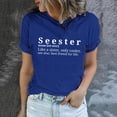 thumbnail image 2 of Virmaxy Seester Like a Sister Only Cooler Womens Trendy Letter Printed Tunic Tops Funny Graphic Shirt Casual Fashion Soild Short Sleeve Blouse Spring Summer Fashion Casual Baggy Basic Tee Blue 2XL, 2 of 6