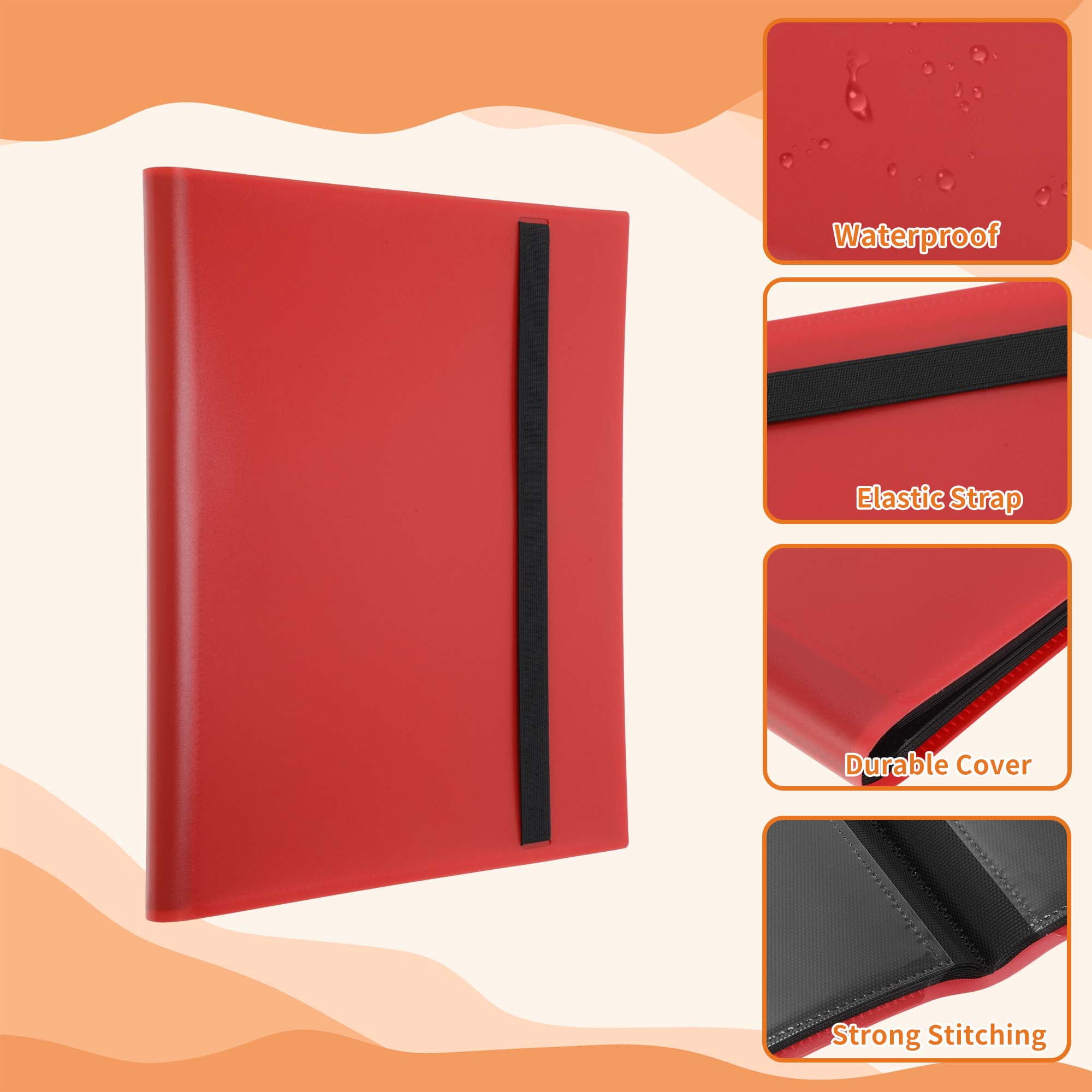 Unique Bargains Card Binder with 9 Pockets and 20 Pages ["Red"]