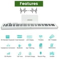 thumbnail image 3 of iMeshbean 88 Key Electric Piano Keyboard Foldable Semi Weighted Full Size Key w/Pedal & Bag, White, 3 of 22