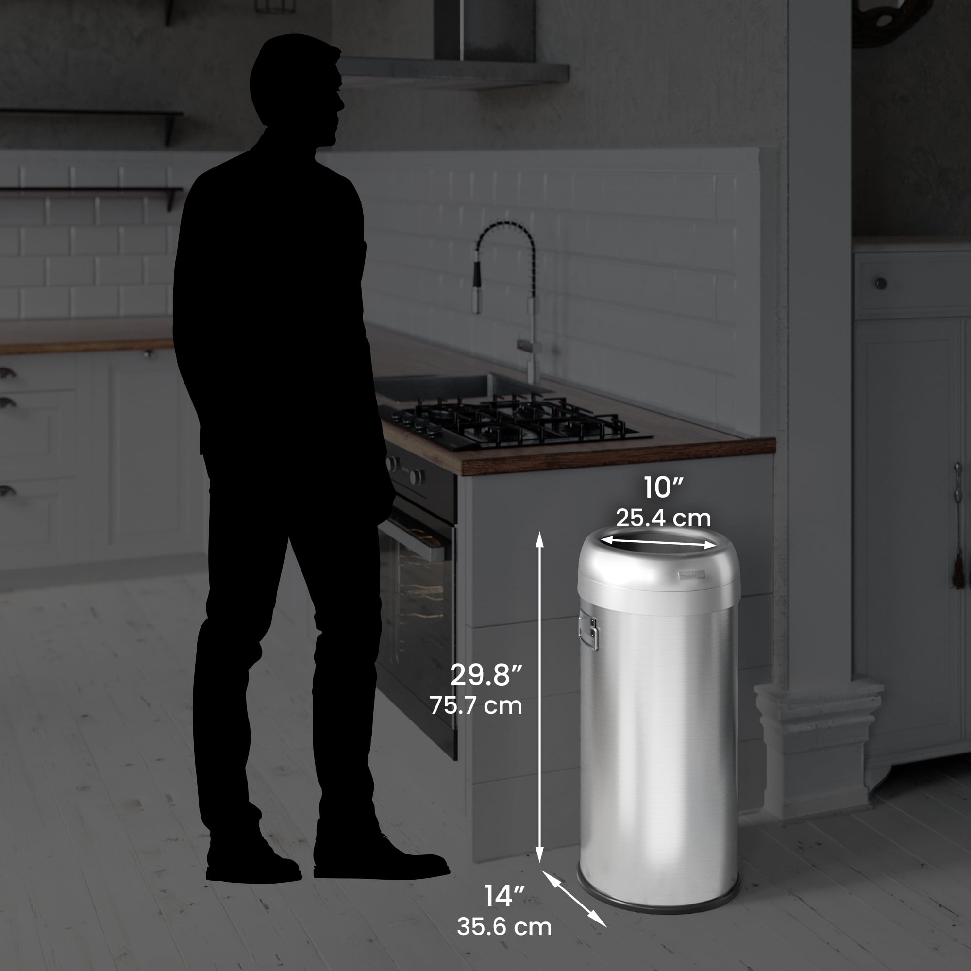 iTouchless 16 Gallon Dual-Deodorizer Round Open Top Trash Can and Recycle Bin, 60 Liter Stainless Steel Commercial Grade Trashcan, 10 Inch Opening good for Home, Restaurant, Restroom, Office