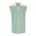 thumbnail image 3 of Bibifish Mens Polo Shirts White Collar Zip Front Sleeveless Cut Shirts Mens Spring Summer Light Daily Wear Tops, 3 of 8