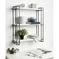 thumbnail image 5 of Kate and Laurel Lintz Modern Industrial Wood and Metal Floating Wall Shelves with Black Metal Frame, Rustic White, 5 of 7