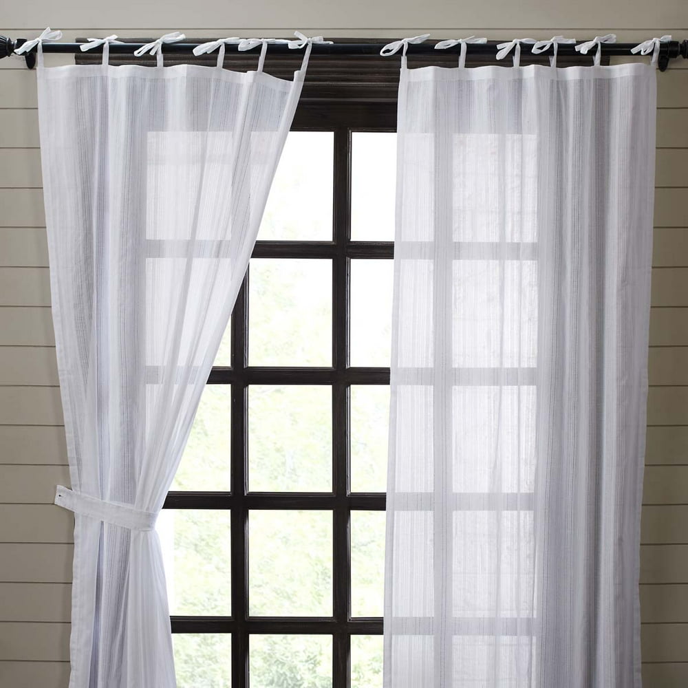 Whisper White Farmhouse Curtains Cecilia Tie Top Cotton Tie Back(s