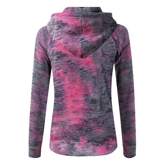 Winter Clearance 2023 Winter Coats for Women Plus Size Fashion Casual Tie-Dyed Print Zipper Long Sleeve Pocket Loose Coat