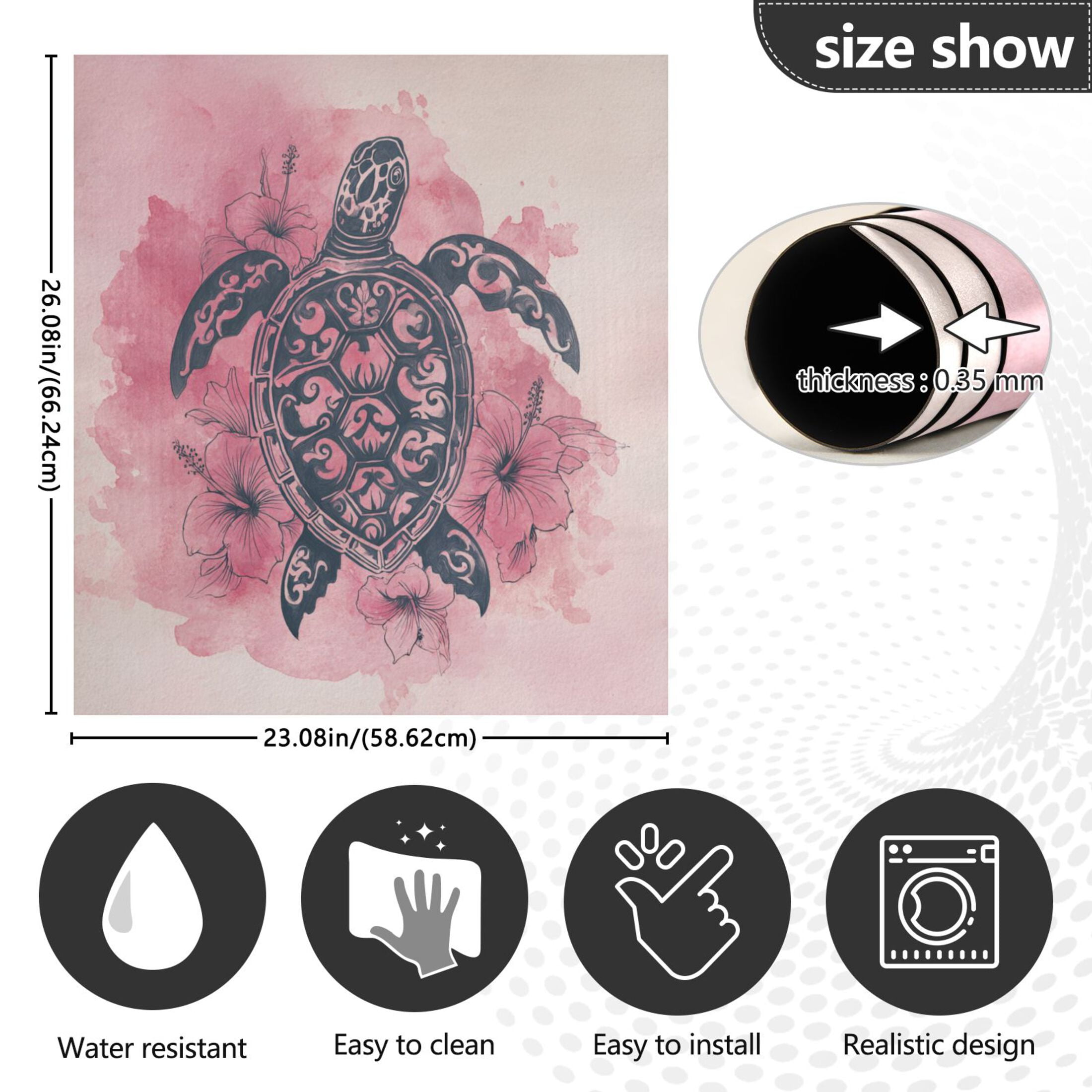 Dishwasher Magnetic Refrigerator Magnet Cover Sticker Home Decorative 23"x26" Sea Turtle Print Pattern