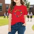 thumbnail image 5 of Red Love Rainbow T-Shirt for Girls, 100% Cotton Kids Short Sleeve Graphic Tee with Heart Design, Casual Wear,Size 5 T, 5 of 9