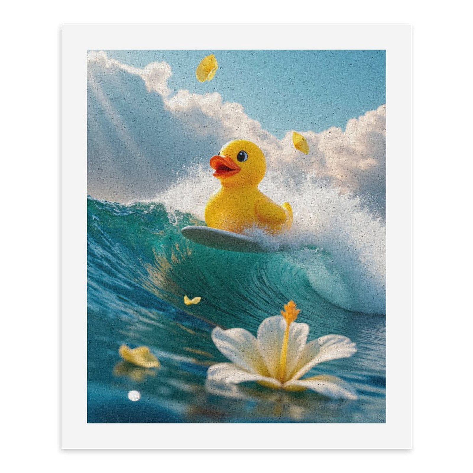 Paint By Numbers Kit for Adults Beginner - Rubber Duck Surfing Waves DIY Canvas Painting Kits for Adults, Frameless Paint By Number for Adults for Home Wall Decor 16x20 Inch