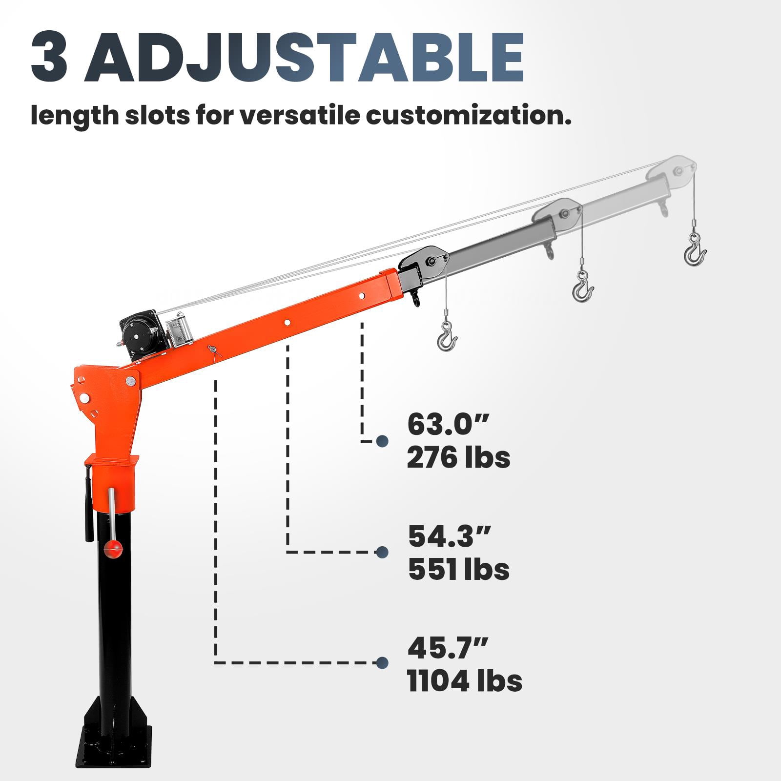 1100Lbs Load Truck Mounted Crane, Pickup Truck Crane, Heavy-Duty Lift Crane with Extendable Arm for Warehouse Lifting, Pickup Truck Loading