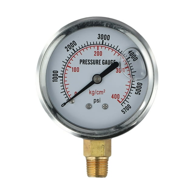 Chendee 1Pcs Stainless Steel Hydraulic Oil Pressure Gauge 1/4 Inch Npt Mount 0-5000Psi