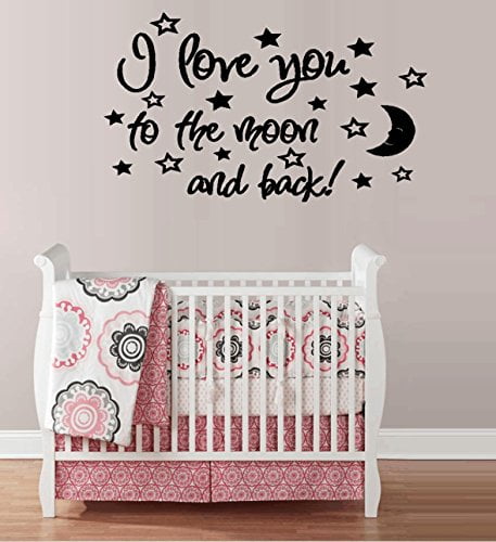 I Love You to the Moon and Back Quote Car Window Tumblers Wall Decal Sticker Vinyl Laptops Cellphones Phones Tablets Ipads Helmets Motorcycles Computer Towers V and T Gifts