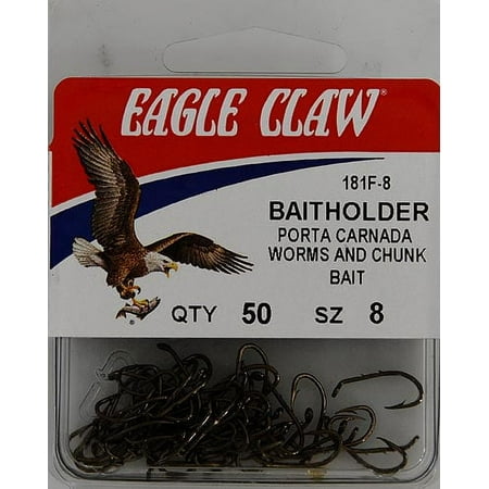 UPC: 0047708055802 | Eagle Claw 181FH-8 Baitholder Down Eye 2-Slice Offset Hook  Bronze  size8