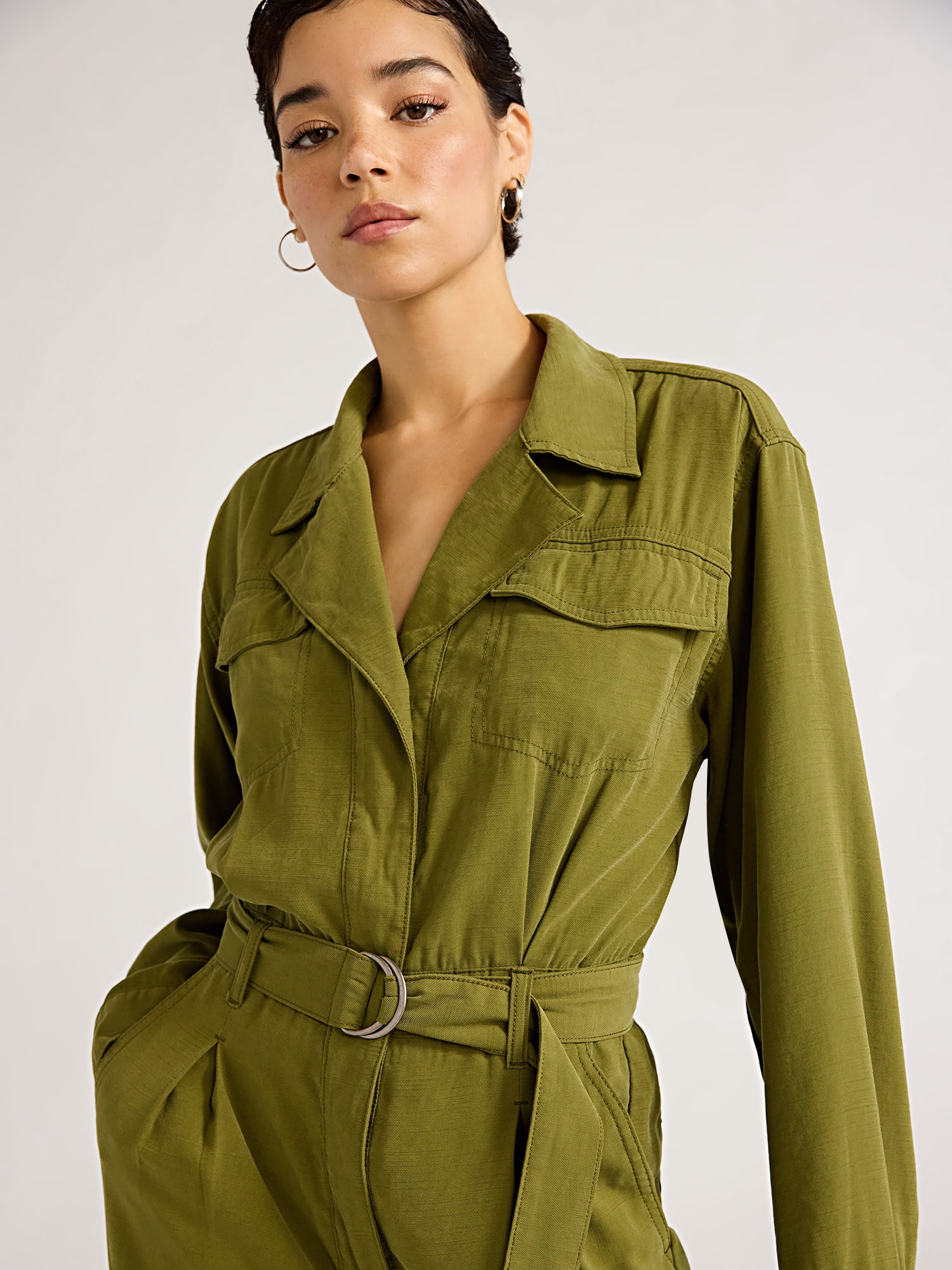 Sofia Jeans Women's and Women's Plus Size Utility Jumpsuit with Long Sleeves, 26" Inseam, Sizes XS-5X