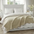 thumbnail image 2 of Oversized Quilted Throw with Scalloped Edges Khaki 60x72", 2 of 7