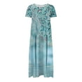 thumbnail image 4 of Sakmal Casual Dresses for Women Long Crew Neck Flowy Floral Short Sleeve Loose Fit A-Line Dress, 4 of 6