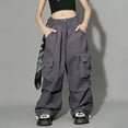 thumbnail image 2 of EnJoCho Cargo Pants Girls High Waisted Baggy Fashion Streetwear 𝖸2𝖪 Drawst𝗋ing Trousers Outdoor Workout Wide Leg Hiking Utility 𝖳rekking Adventure Casual, 2 of 9