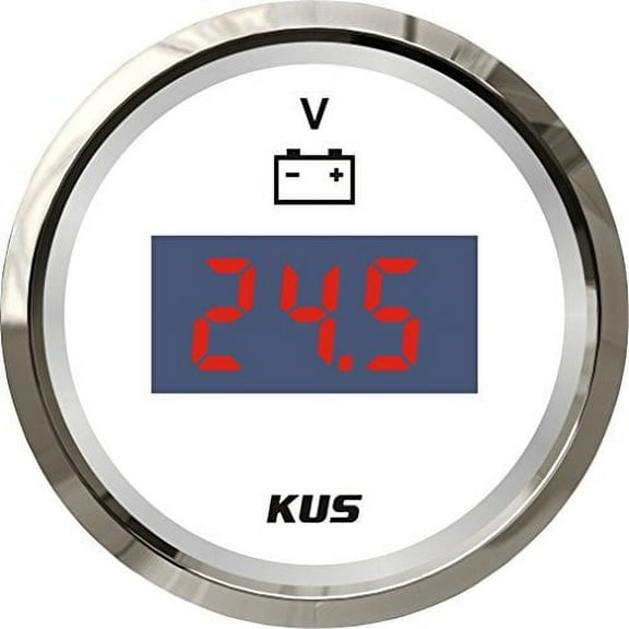 Pactrade Marine Boat Kus DN 52 mm Digital Voltmeter Gauge for Boat Outboard 2'' SS 316 Bezel 9-32V Display Range 12V/24V IP67