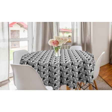 

Abstract Round Tablecloth Geometric Motif with Curving Leaf Forms Contemporary Abstract Urban Boho Circle Table Cloth Cover for Dining Room Kitchen Decor 60 Charcoal Grey White by Ambesonne