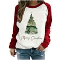 thumbnail image 2 of Babysbule Womens Christmas Tree Tops Ladies Christmas Print Loose Long Sleeve Round Neck Pullover Top T-Shirt Top, 2 of 3