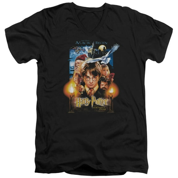 Harry Potter - Movie Poster - Slim Fit V Neck Shirt - XX-Large