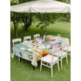 thumbnail image 3 of Outdoor Tablecloth with Umbrella Hole and Zipper, Easter Rectangle Table Cloth 60x84 Inch Waterproof Tablecloth, Spring Watercolor Bunny Eggs Tulip Wooden Grain Picnic Table Cover for Patio Camping, 3 of 7
