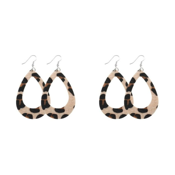 Pendientes Sonducket con estampado de leopardo joyería elegante para mujer Adorno colgante de oreja de gota de agua de doble cara CBP453105