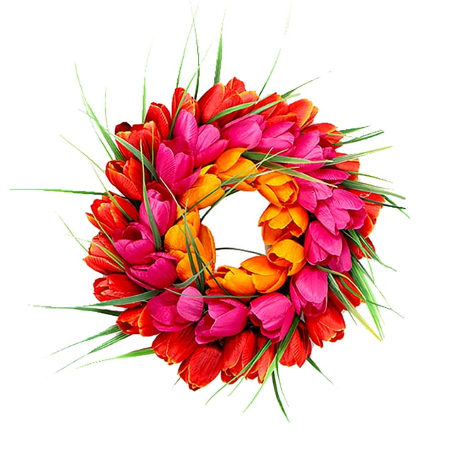 Guirnalda falsa Tulipán Colgador de puerta Decoración de flores de imitación Artificial para pared de banquete de boda, Naranja, 30 CM Advancent HA9035-01B