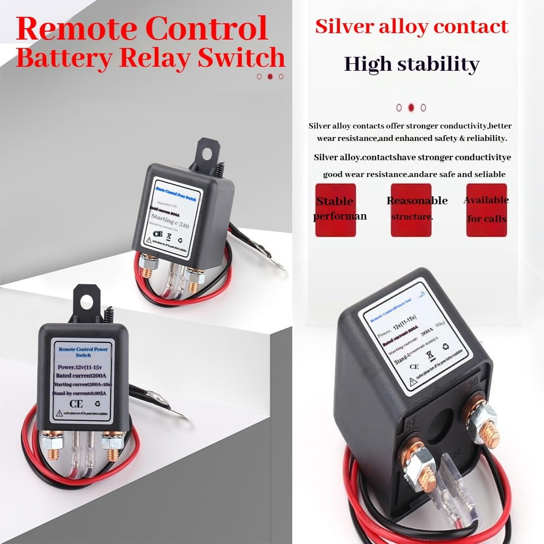Wireless Remote Control Battery Relay Switch, 2026 New Battery Disconnect Switch with Two Control Anti-Theft Key Fobs & Warm-Up/Cool-Down, Remote Kill Switch for 12v Car Truck Rv Vehicle