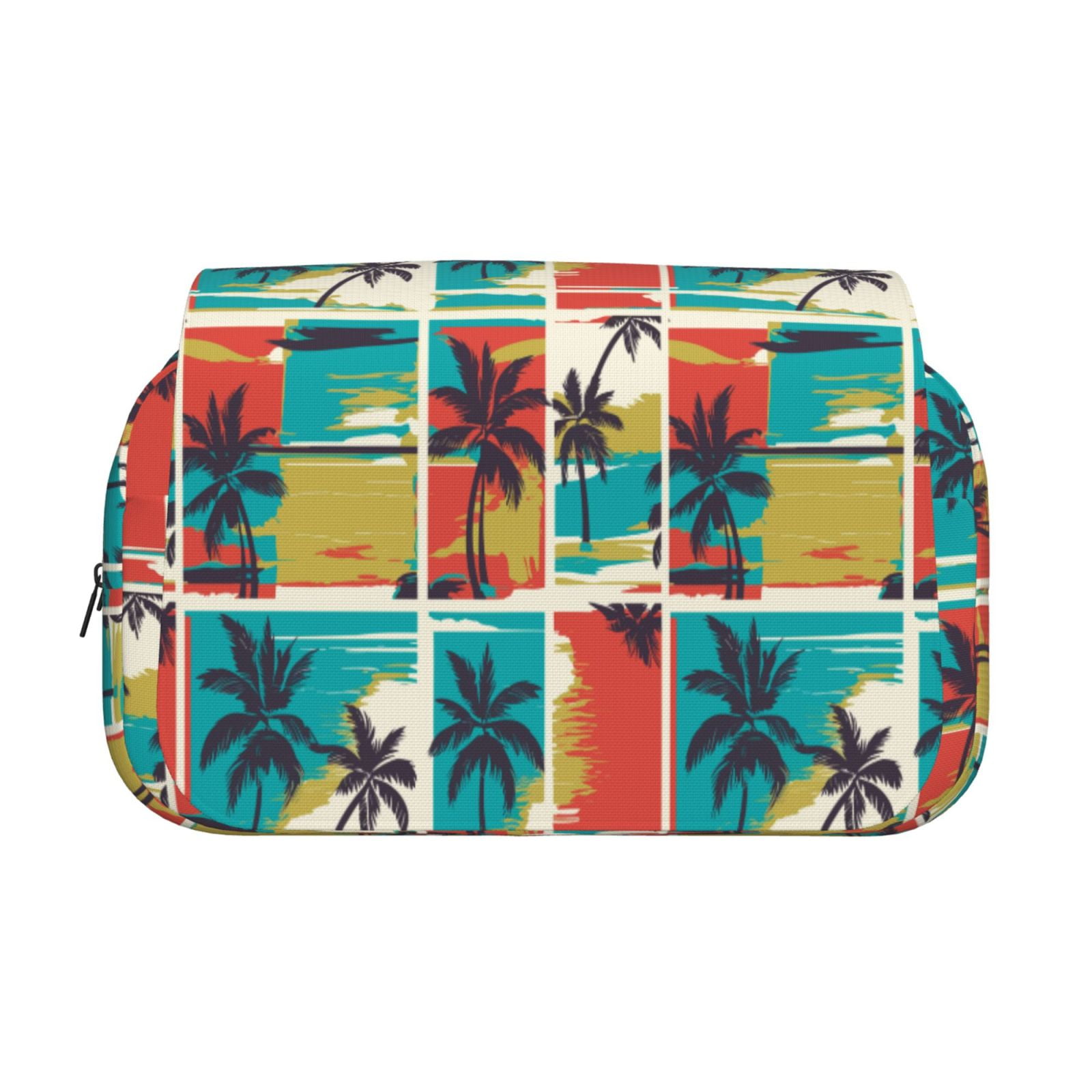 Rateoe Colorful Hawaii Palms Pattern Double Clamshell Pen Case, Storage Organizer with Two Zipper Compartments– Holds Up to 50 Pencils & Pens