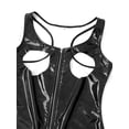 thumbnail image 5 of Doomiva Women's Faux Leather Bodycon Mini Dress Zipper Front Open Chest Tank Dress with Garter Clips Black XL, 5 of 7