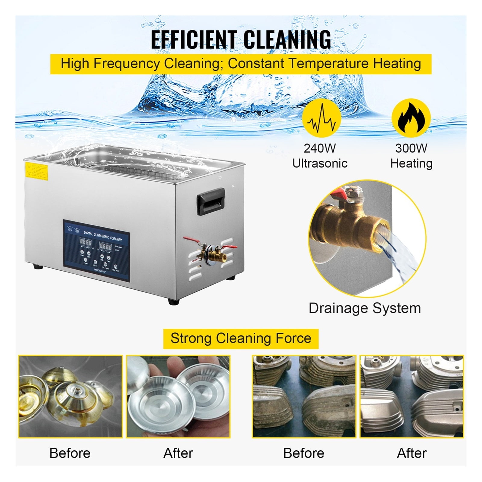 2L 3.2L 6L 10L 22L 30L Ultrasonic Cleaner With Double-Frequence Digital Portable Washing Machine Ultrasound Home Appliance ,Strong Cleaning
