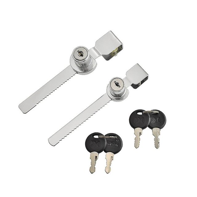 Sliding Glass Door Lock,drawer Display Case Showcase Security Ratchet Locks Glass Cabinet Lock With Chrome Finish, Keyed Alike (large)(2pcs, Silver)