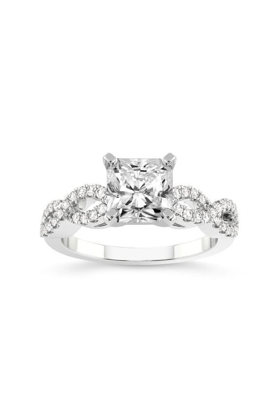 2 Carat IGI Certified Radiant Shape Lab Grown Diamond Engagement Ring | 14K White Gold | Lorene Twisted Shank Lab Diamond Ring | FG-VS1-VS2 Quality Friendly Diamonds
