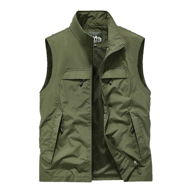 Birdeem Mens Work Clothes Jacket Solid Color Stand Collar Multiple Pockets Outdoor Sports Photography Leisure Coat