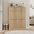 thumbnail image 7 of TROPOW Shoe Cabinet with 2 Flip Drawers, Hidden Wooden Fluted Shoe Cabinet with Adjustable Shelf, Freestanding Shoe Storage Cabinet for Entryway Hallway, Living Room,Wood Color, 7 of 7