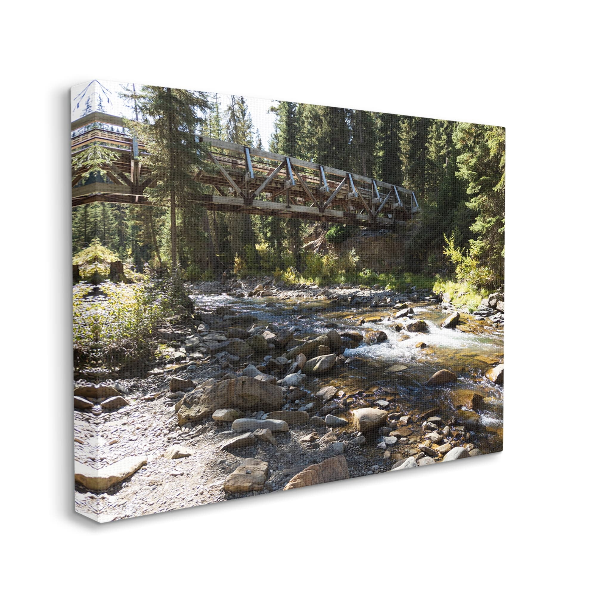 Stupell Bridge Over Babbling Brook Landscape Photography Gallery Wrapped Canvas Print Wall Art