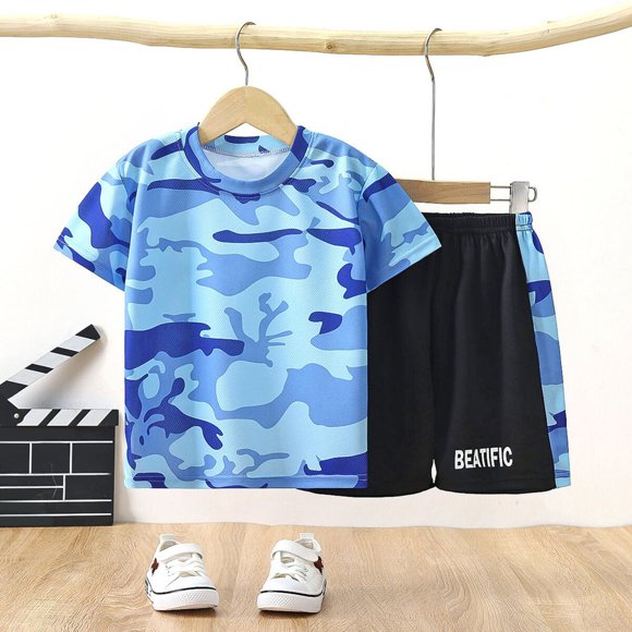 EDFBUYKRS Toddler Boys Girls Short Sleeve Quick Drying Sportswear Color Top Shorts Sportsuit Tops Shorts Outfits Toddler Coats For Boys 3T Boys Pants Size 10-12 Boys Athletic Pants Size