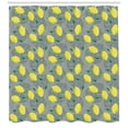 thumbnail image 3 of Lemons Shower Curtain, Monstera Deliciosa Leaves with Shaded Color Spread Lemons Figures Pattern, Fabric Bathroom Set with Hooks, 69W X 84L Inches Extra Long, Grey Yellow Green, by Ambesonne, 3 of 3