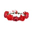 thumbnail image 2 of Diadema de flores Corona de flores Rosa artificial para mujer Diadema de flores Corona floral para el cabello Corona floral para despedida de soltera Rojo, 2 of 10