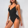 thumbnail image 2 of LIUJUNSHOP Womens One Piece Swimsuits Tummy Control Bathing Suits Deep V Neck for Women Ruched Push Up Vintage Retro Swimwear, 2 of 7