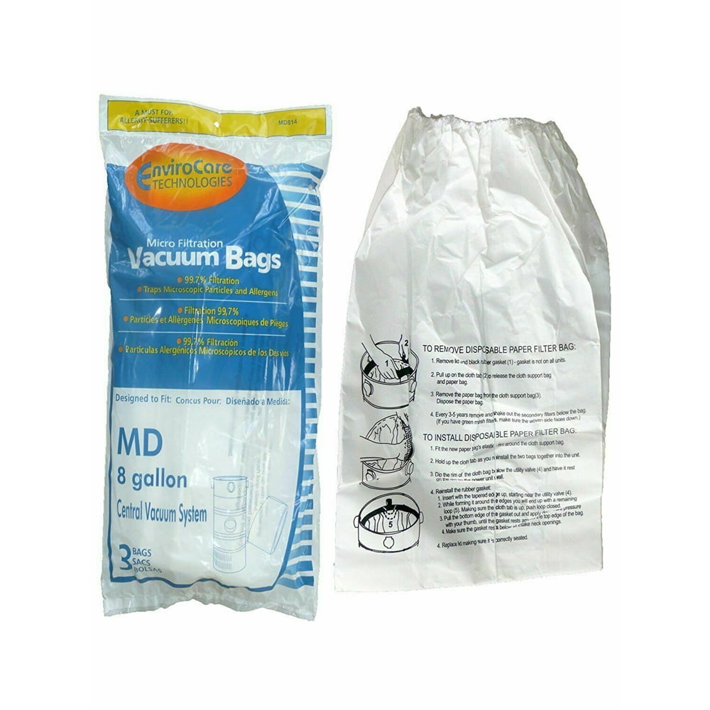 2 pack Envirocare Replacement For Silent Master�Central Vacuum Bag MD814L 