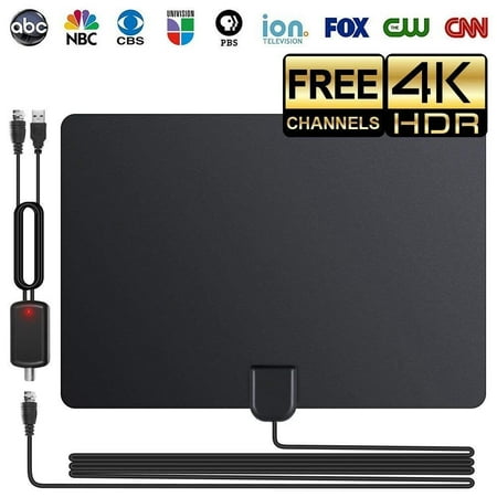 TV Antenna - HDTV Antenna Support 4K 1080P, 60-120 Miles Range Digital Antenna for HDTV, VHF UHF Freeview Channels Antenna with Amplifier Signal Booster, 16.5 Ft Longer Coaxial