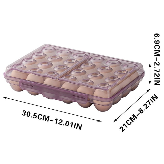 Egg Storage Box for Refrigerator Portable Stackable Food Grade Plastic Storage Box 30.5 in x 21 in x 6.9 cm